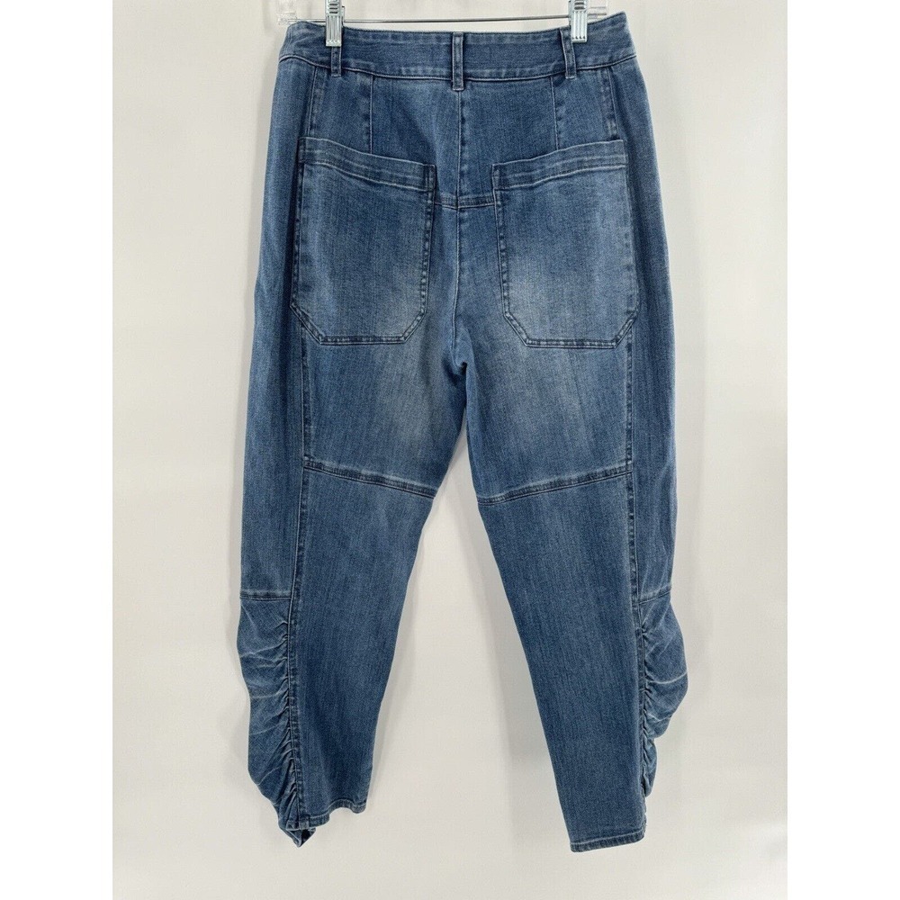 Tibi Jeans Size 6 Vintage Stone Slouchy Rouched Blue Cropped Denim Pants Women’s - Picture 9 of 16
